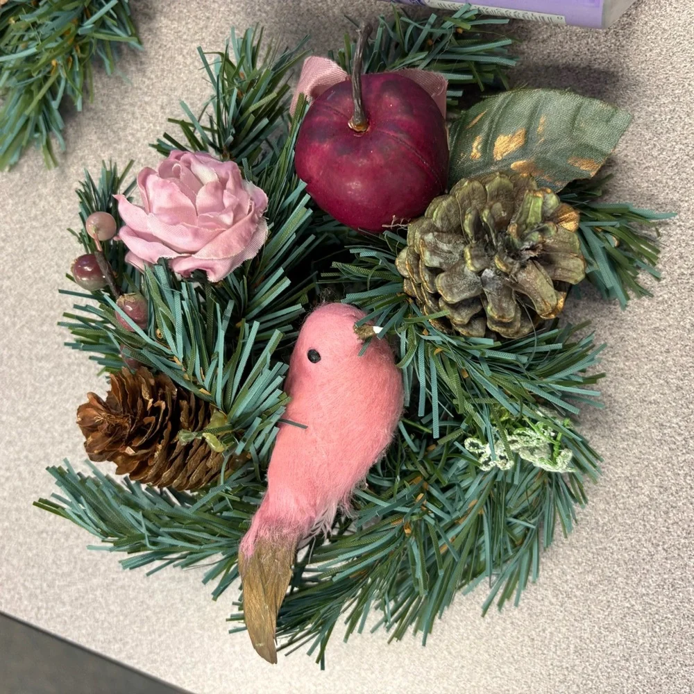 Vintage Greenery w/ Pink Birds Victorian Decor